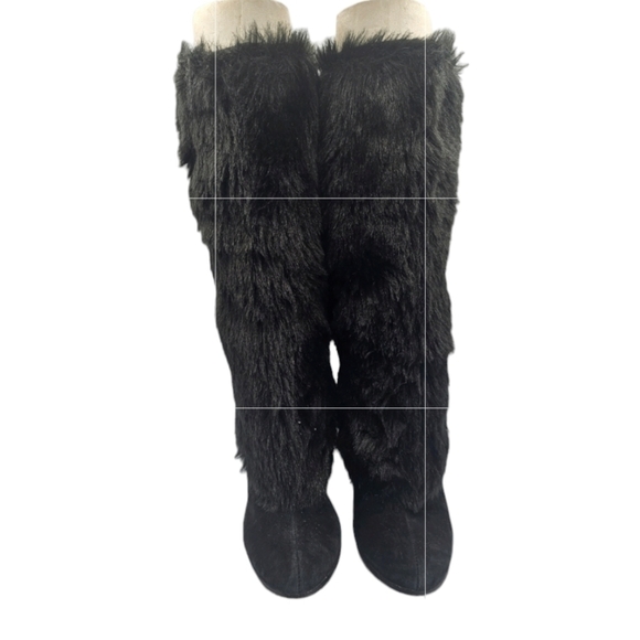 Sam Edelman Shalin Black Suede Fur Boots Size 7.5 - Picture 2 of 14